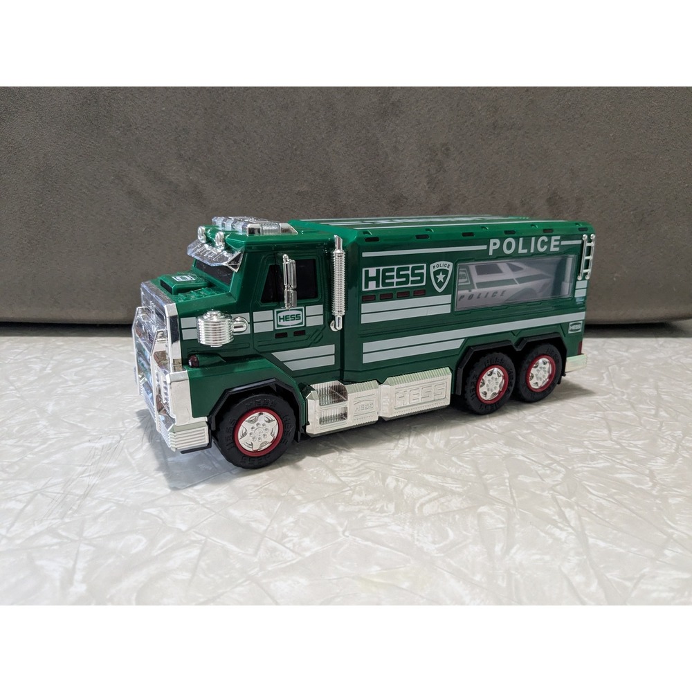 Hess 2023 Toy Police Truck and Cruiser Green White Transport with Lights Sounds
